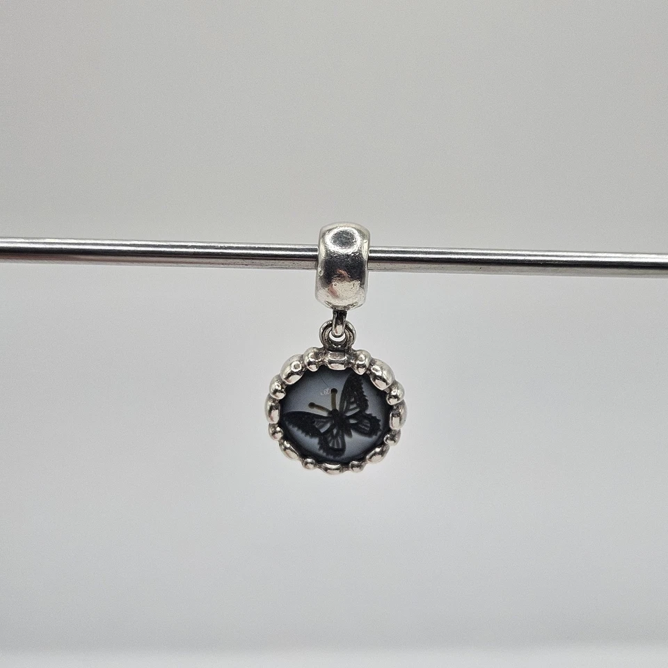 Genuine Pandora Charm Cameo Butterfly Dangle Agate ALE 925 #790865CAM - Image 1 of 4