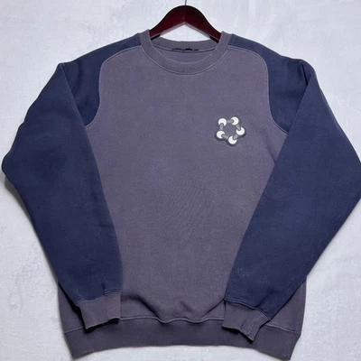 Christopher Kane Hombres L Sudadera Gris Azul Marino Bloques de Color Logo Atom Hecha en Italia Foto 1 de 4