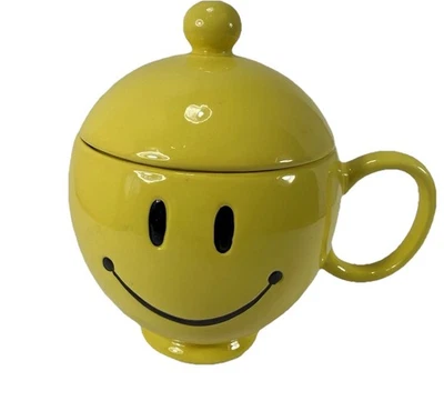 Taza cara sonriente emoji sonrisa amarilla teleflora regalo taza grande de gran tamaño con tapa Foto 1 de 4