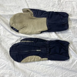 VTG 30S 40S WHITE STAG MENS M MEDIUM CANVAS & LEATHER MITTENS GLOVES - Picture 1 of 11