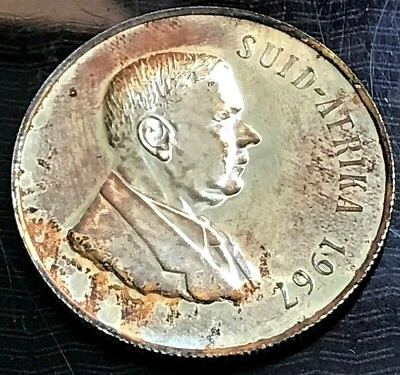 1967 South Africa Rand Gem Proof Pretty Toning Mintage 25K 1-year type CHRC - Image 1 of 2