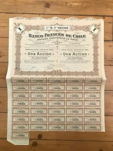 Titre 10 parts: BANCO FRANCES DE CHILE (CHILI) (B) - Picture 1 of 1