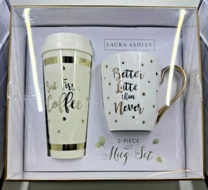 Laura Ashley 2 Piece Mug Set Beautiful Thermal and Ceramic Mug - Picture 1 of 9
