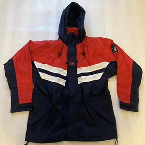 Helly Hansen Vintage Sailing Jacket Men’s M Red Blue White Nautical Windbreaker - Picture 1 of 16