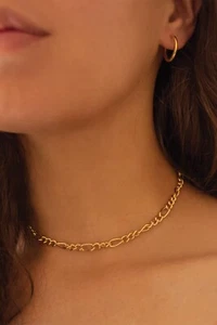 Minimalist Thick 14K Gold Link Chain Necklace, Chunky Paper Clip Layered Choker - Picture 1 of 6