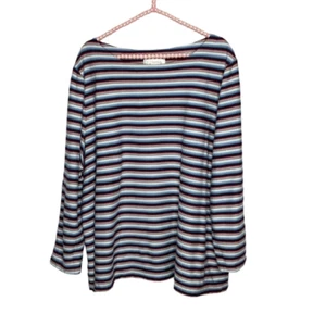CJ Banks 3X rot weiß blau gestreift 100% Baumwolle Strick Pullover Top Shirt Plus - Bild 1 von 4
