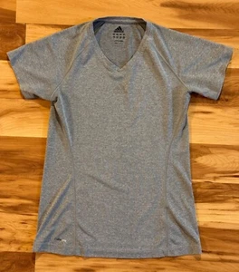 Adidas Climalite Women’s T-shirt Short Sleeve V-Neck Gray Size Small Workout - Picture 1 of 6