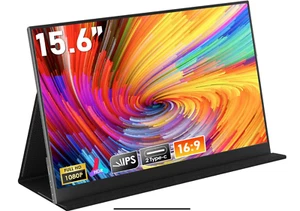 HONGO Portable Monitor 15.6" 1080P FHD Laptop Monitor Screen IPS, Plug&Play NEW - Afbeelding 1 van 13
