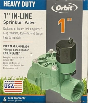 Orbit 1-inch Heavy-Duty FTP In-Line Sprinkler Valve - 57281 - NEW - Image 1 of 3
