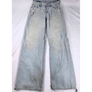American Eagle Low Rise Skater Jeans Wide Leg Distressed Thrashed Gr. 00 90s - Bild 1 von 15