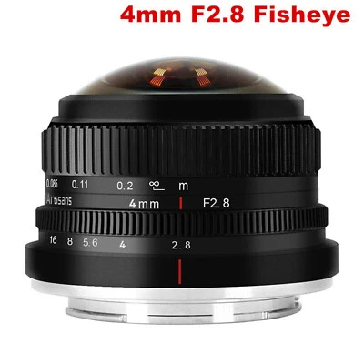7artisans 4mm F2.8 Fisheye Manual Prime Lens For Canon Fuji M4/3 Sony E Mount - Image 1 of 4