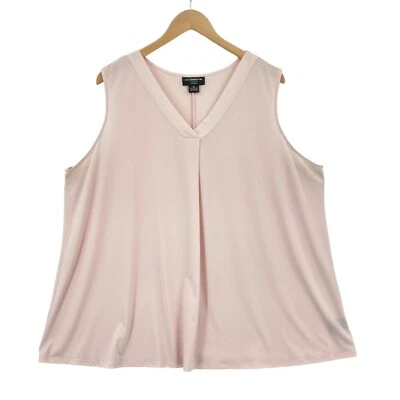 Camiseta sin mangas Liz Claiborne para mujer 2X rosa tejida sin mangas correa ancha cuello en V pulóver Foto 1 de 4