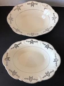 Nasco China Pure Silver And Platinum 9 1/4” Oval Vegetable Bowls Garland Swag - Picture 1 of 12