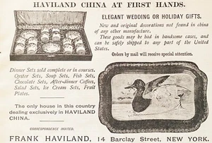 Frank HAVILAND China Duck Serving Platter & Coffee/Tea Set Antique 1890 Print Ad - Picture 1 of 2
