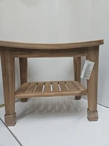 17.5 in. x 20 in. x 13.5 in. Natural Genuine Teak Bench Waterproof  - Picture 1 of 4