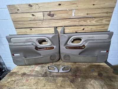 💥 JUEGO DE PANELES DE PUERTA INTERIOR DELANTERA OEM 1999-2000 GMC YUKON DENALI MADERA TOSTADA GRANO Foto 1 de 4
