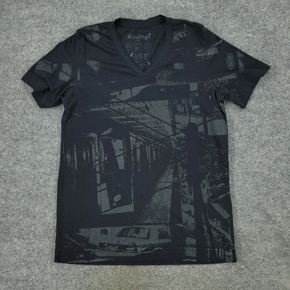Camisa Heritage 1981 Para Hombre Grande Negra AOP New York Subway Gráfico Manga Corta Foto 1 de 4