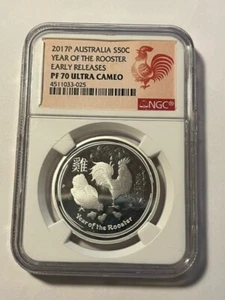 2017P Australia 50c/NGC Proof 70 UC/Rooster/Early Release/1/2 oz./.999 #11491 - Picture 1 of 4