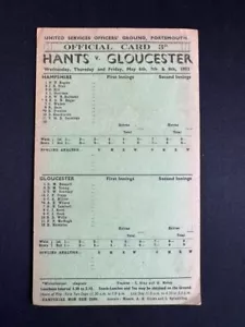RARE Hants v Gloucester (3 Day) County Cricket Scorecard - May 1953 - Picture 1 of 2