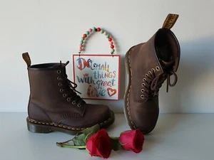 Brand New Dr Martens 1460 brown gaucho crazy horse 8 hole boots UK3 EU36 US5 - Picture 1 of 10