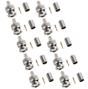 10pcs BNC Crimp On Adapter RG59 Coax Cable Connector for CCTV Camera DVR Video - Picture 1 of 5