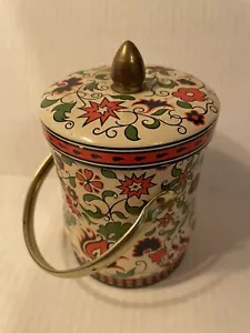 VINTAGE BLUMEN MURRAY-ALLEN ~ KÖNIGLICHE KRONE ~ SÜSSIGKEITENKEKSDOSE ENGLAND GEPRÄGT ~ GRIFF 6 ZOLL - Bild 1 von 7