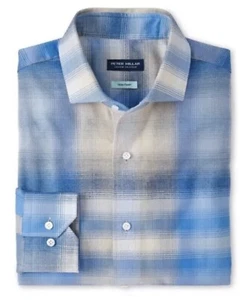 Peter Millar Crown Crafted Hemd M Goodman blau hellbraun kariert Baumwolle Flanell 275 $ - Bild 1 von 5