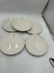 5) ROYAL NORFOLK    DINNER PLATES  RNF37   WHITE   EMBOSSED RING EDGE - Picture 1 of 4