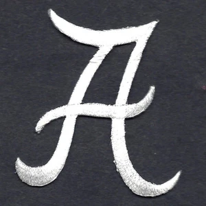 SCRIPT LETTERS - White  Script Letter "A" - Iron On Embroidered Applique - Picture 1 of 1