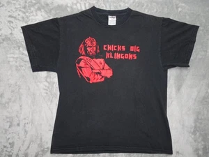 Vintage Star Trek T-Shirt Delta Pro Weight Chicks Dig Klingons Worf Medium - Picture 1 of 8