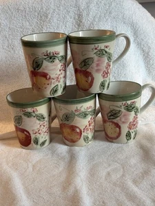 Set 5 Vintage GIBSON Mugs Cups PEACH DUO Hand Painted - Imagen 1 de 8
