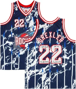 Clyde Drexler Rockets Signed Mitchell & Ness 96-97 Swingman Jersey w/Inscs-LE 15 - Picture 1 of 5