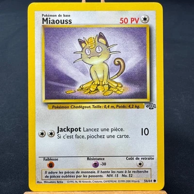 FRENCH - Meowth - 56/64 - Jungle Set - Unlimited - Common - Pokemon - WOTC - NM - Image 1 of 3
