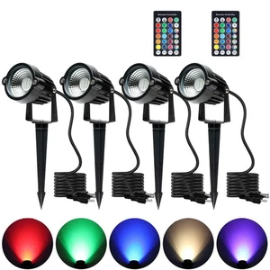 Outdoor Spotlights, Yard Spot Lights with Timer, 5W 120V RGB Colored Waterpro... - Picture 1 of 7