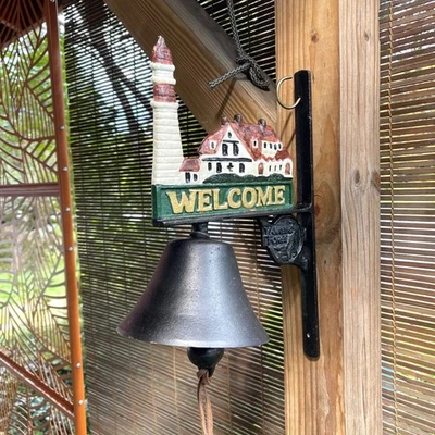 VTG Yankee Forge Cast Iron Welcome Bell Nautical Lighthouse Porch Decor - VGC - Image 1 of 4