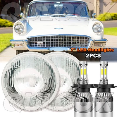 7Inch Round Led Headlight Halo DRL For Ford Thunderbird 1955-1958 Deluxe 1939-51 - Image 1 of 4