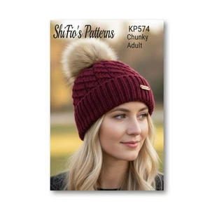 Knitting Pattern for Ladies Chunky Beanie Hat KP574 - Picture 1 of 8