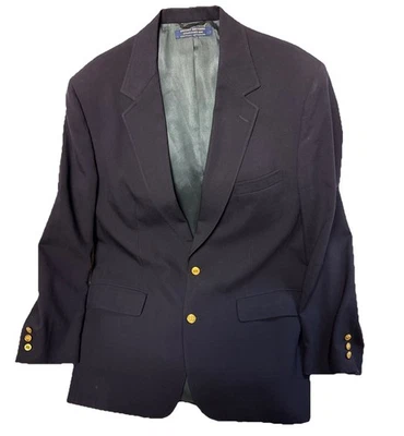 Blazer Brooks Brothers Para Hombres 43 LG Azul Marino Lana Blazer Botones Dorados Clásico Americano Foto 1 de 4