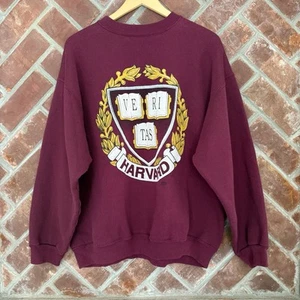 Vtg HARVARD Crimson Veritas Crest Shield Crewneck Sweatshirt XL USA Made - Picture 1 of 9