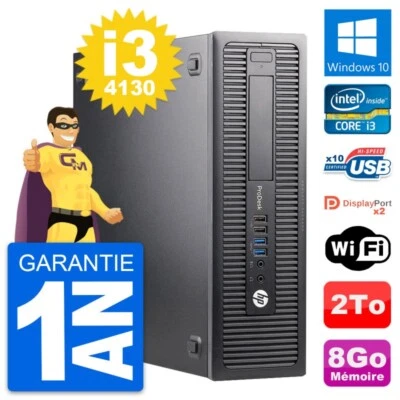 PC HP ProDesk 600 G1 SFF Intel i3-4130 RAM 8Go Disque Dur 2To Windows 10 Wifi - Photo 1/4