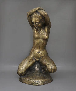 Bronce expresivo - desnudo femenino en cuclillas - firmado borroso - 41 cm - Imagen 1 de 6