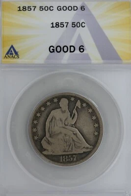 1857 .50  ANACS   G 6   1800's Half Dollar, Liberty Seated Half  - Image 1 of 2