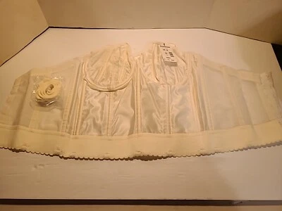 GODDESS VTG NWT 34D BRA IVORY SATIN LONGLINE CONVERTIBLE CORSETTE BONED 690 USA - Image 1 of 4