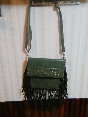 Bosco Nebbioso Green Fringe Messenger Bag - Image 1 of 2