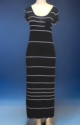 Maxi Vestido Para Mujer Old Azul Marino Manga Gorra Rayas Negro/Blanco Talla XS Foto 1 de 4