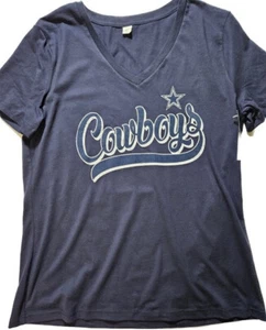 Dallas Cowboys NFL Ropa Camiseta Mujer Grande Cuello en V Azul Fan Top NUEVO - Imagen 1 de 7