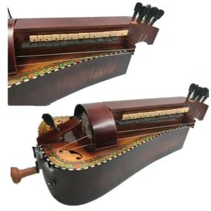 Bird's eye Maple wood 6 strings 24 keys Hurdy Gurdy,inlay shell and drawing - Picture 1 of 11