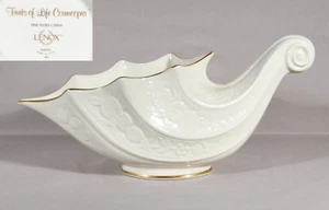 Lenox Fruits Of Life Cornucopia Gold Trim 6 1/2 in Tall 13 3/4" Long - Picture 1 of 11