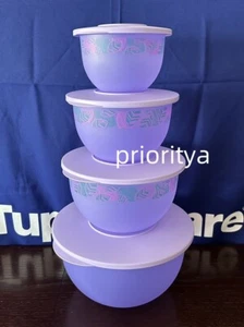Juego de 4 lilas Tupperware Impressions Classic Serving 7,5/4,3/2,5/1,3 L nuevo - Imagen 1 de 4