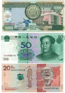 3 PCS AU Notes - Burundi p48a, China p906, Colombia p461a, FV = $13.64 - LOT B - Picture 1 of 4